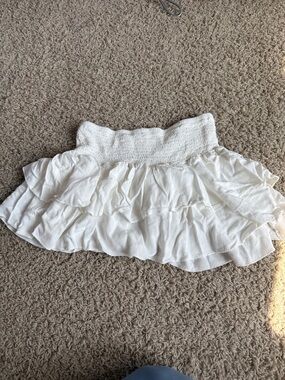 White Ruffled Tiered Mini Skirt - Smocked Waist